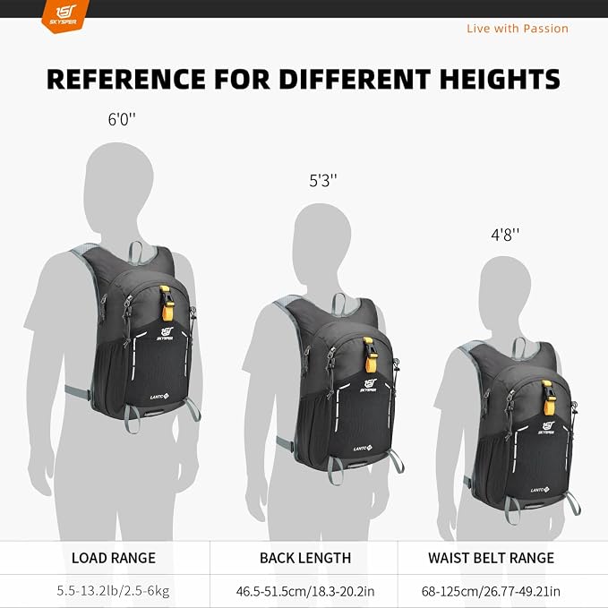 SKYSPER Small Hiking Backpack - 15L Travel Daypack Lightweight Bag Water - Image 2
