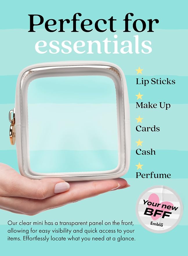 Clear Makeup Bag Zipper Pouch, Transparent Cosmetic Case Organizer, TSA - Image 3