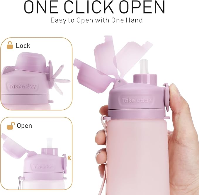 TakeToday Collapsible Water Bottles 20oz, Leak Proof, Foldable Silicone Travel - Image 6
