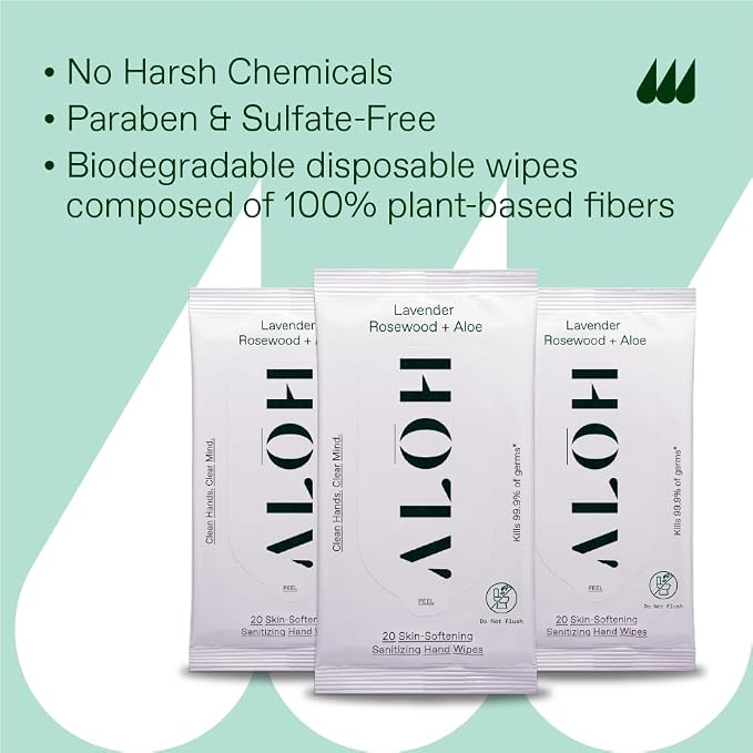 ALŌH Lavender Rosewood + Aloe Sanitizing Hand Wipes - Image 8