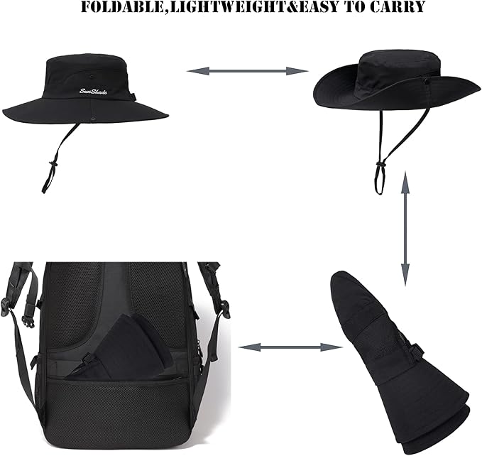 Womens Summer Sun Hat Beach Hat Wide Brim Outdoor UV Protection Hat Foldable - Image 4