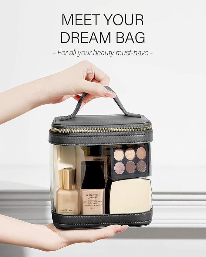 ROWNYEON Clear Makeup Case Toiletry Bag Multipurpose Travel Makeup Train Case - Image 2
