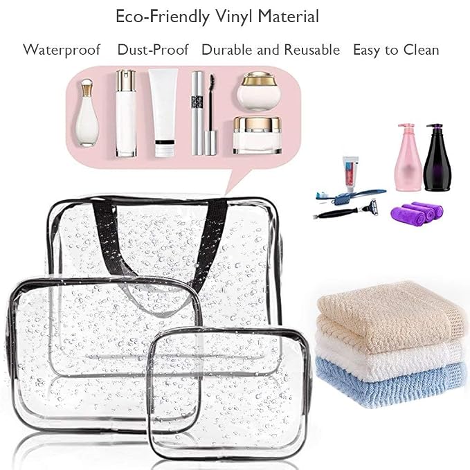 APREUTY Clear Makeup Bags, TSA Approved 6 Pcs Cosmetic Makeup Bags Set Clear PVC - Image 5
