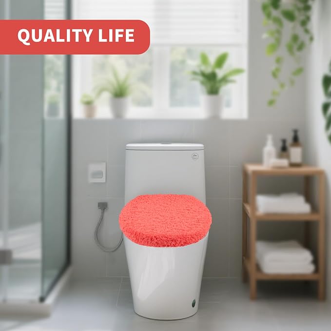 Microfiber Elongated Toilet Seat Cover 19.5"x 15" Machine Washable Solid Toilet - Image 6