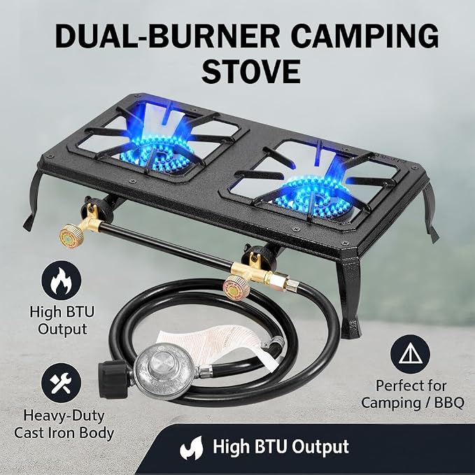 Vivicreate Cast Iron Propane Gas Stove Double Burner Heavy Duty Portable - Image 8