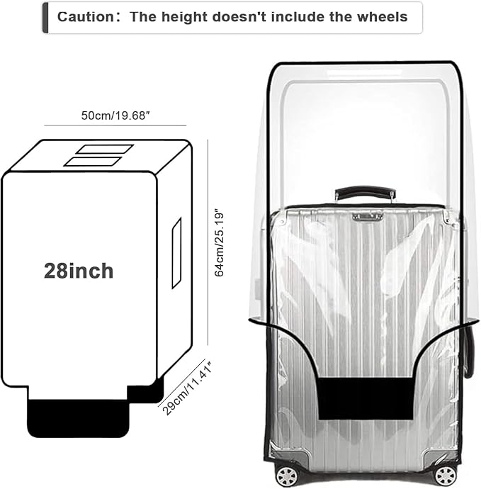 28-inch Luggage Cover Protector Clear PVC Waterproof Suitcase Covers, Travel - Image 4