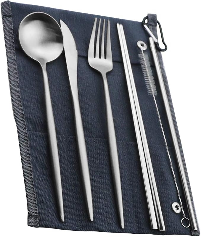 Gugrida Reusable Travel Utensils, 7 Pieces Portable 18/10 Stainless Steel - Image 4