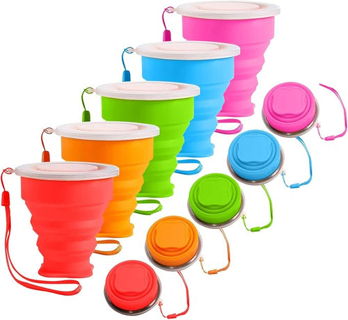 5Pcs Silicone Collapsible Cup for Travel, Reusable Folding Camping Cup Mug by FindYourLove