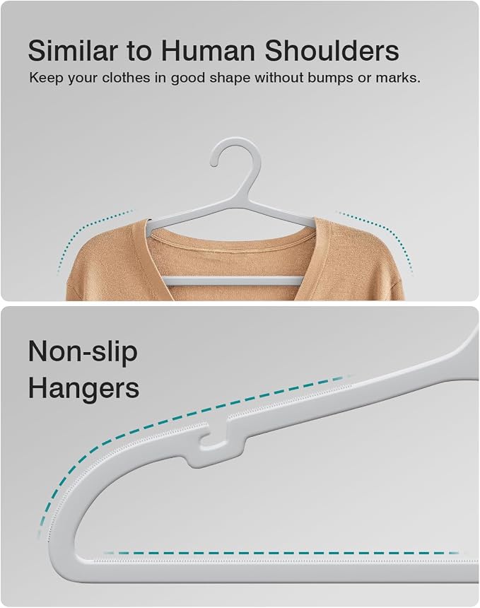 30 Pack Clothes Hangers, Non Slip Plastic Coat Hangers, Space Saving, Heavy Duty - Image 4