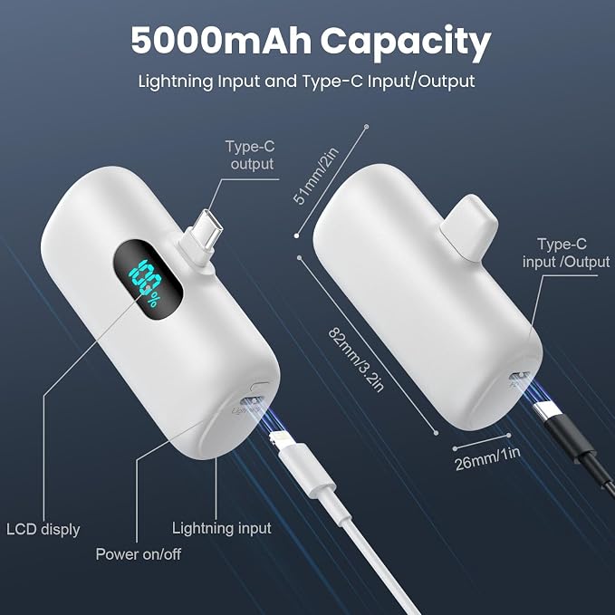 Mini Portable Charger 5000mAh Power Bank, 3A PD USB C Cell Phone Portable Power - Image 7