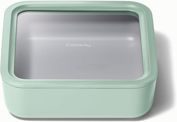 Caraway Glass Food Storage, 10 Cup Glass Container, Ceramic Coated Food by Caraway