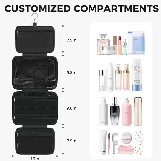 Toiletry Bag For women, Portable Hanging Organizer, 4 Leakproof Compartment for - Image 2