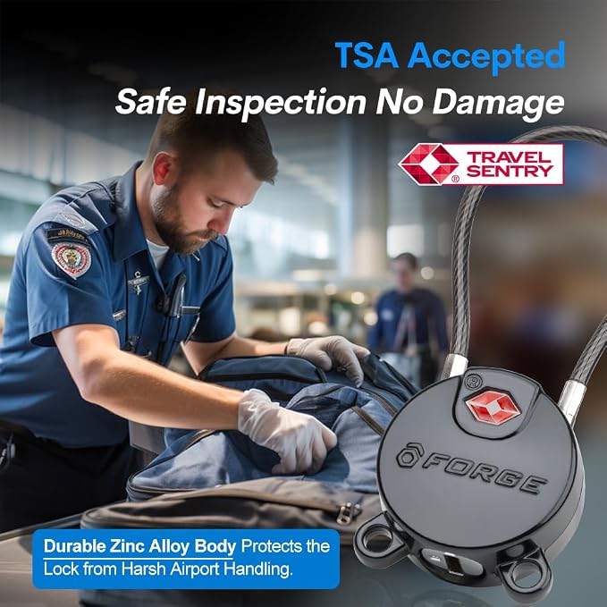 Forge TSA Approved Luggage Locks Ultra-Secure Dimple Key Cable Locks - Image 2