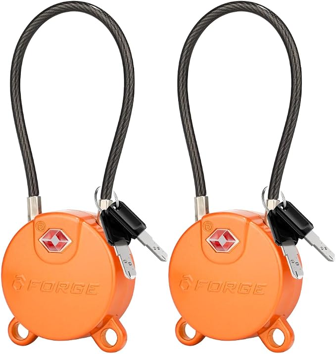Forge TSA Approved Luggage Locks Ultra-Secure Dimple Key Cable Locks by Forge