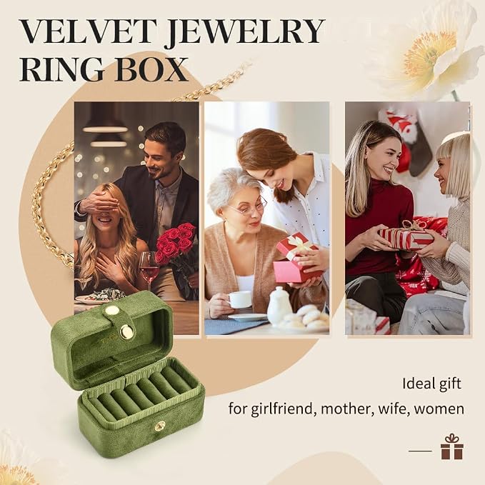 Travel Jewelry Case, Portable Pocket Size Small Plush Velvet Ring Box - Image 7