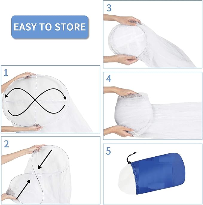 Mosquito Net for Bed, Large White Bed Canopy for Girls, Hanging Bed Net - Image 7