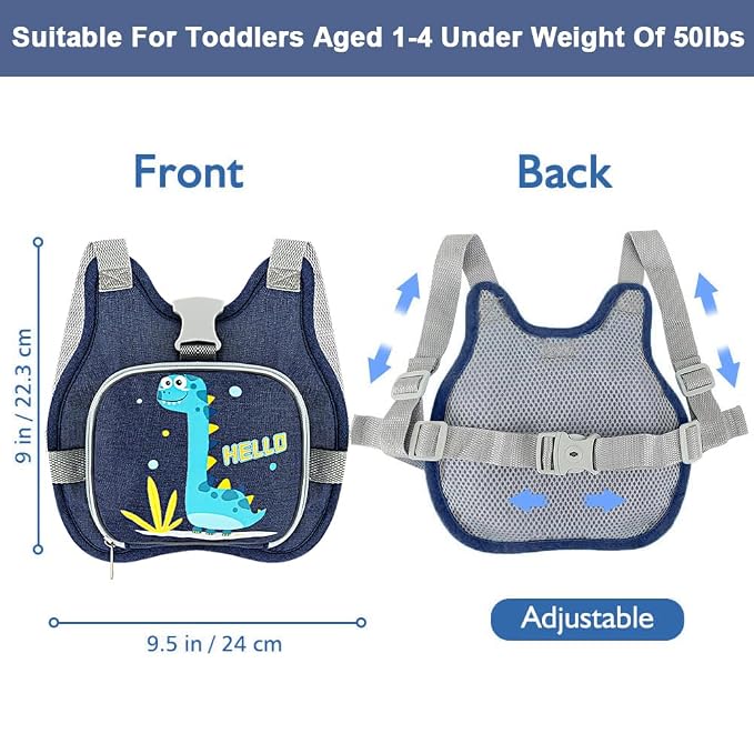 Accmor Toddler Harness Leash+ Reflective Anti Lost Wrist Link, Cute Dinosaur - Image 2