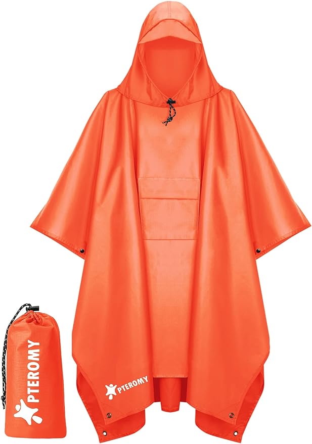 PTEROMY Hooded Rain Poncho for Adult by PTEROMY