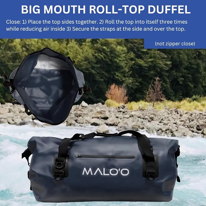 Malo'o Waterproof Dry Bag Duffel 40L/60L/100L, Roll Top Duffel Keeps Gear Dry - Image 2