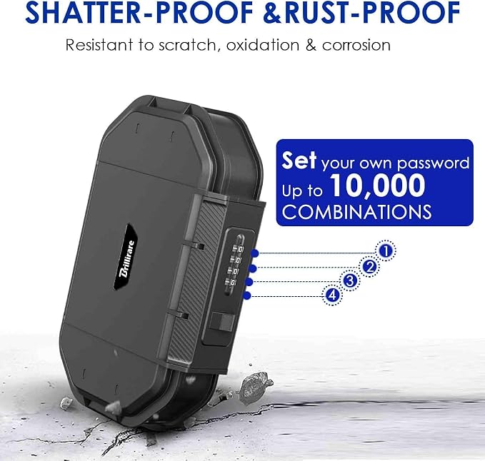 Waterproof Lock Box, Portable 4-Digit Combination Safe Boxes - Image 4