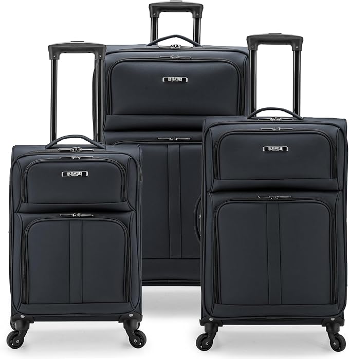 U.S. Traveler Anzio Softside Expandable Spinner Luggage, Dark Grey, 3-Piece Set by USTraveler