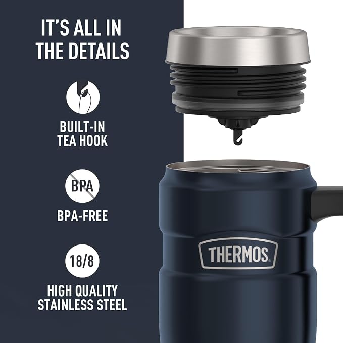 THERMOS Stainless King Vacuum-Insulated Travel Mug, 16 Ounce, Midnight Blue - Image 4