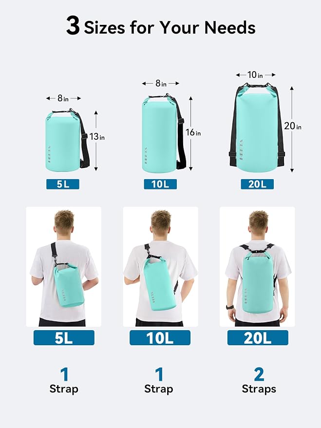 HEETA Waterproof Dry Bag for Women Men 5L/10L/20L/30L/40L Roll Top Lightweight - Image 2