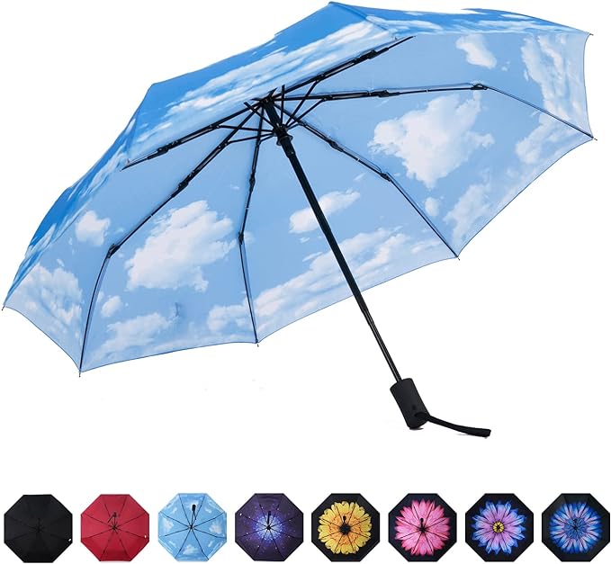 SY COMPACT Travel Umbrella Windproof Automatic Umbrellas Small Compact UV Sun by SYCOMPACT