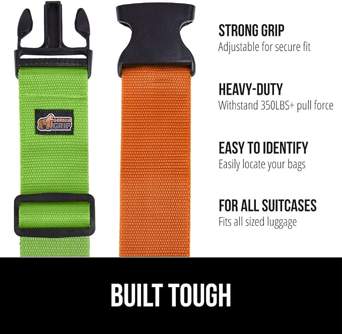 GORILLA GRIP Heavy Duty 8 Pack Adjustable Luggage Straps - Image 2
