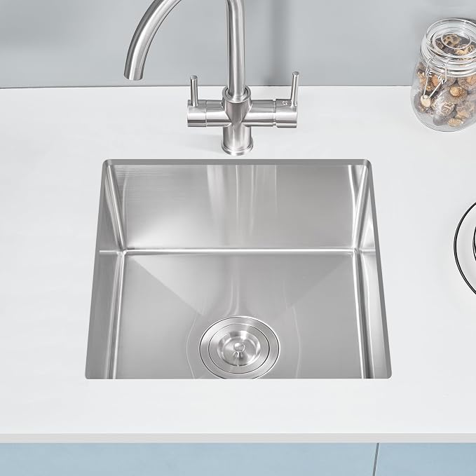 POPFLY 20×17 Inch Undermount Kitchen Sink, Small Wet Bar Prep Sink, 18 Gauge - Image 2