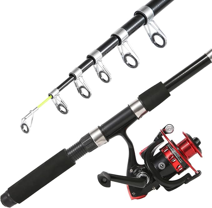 Fishing Rod, 6.9ft 2Pcs Telescopic Fishing Rods Set, Carbon Fiber Fishing Pole - Image 3