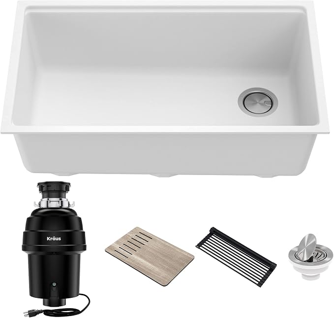 Kraus KGUW1-33WH-100-100, Bellucci Workstation 32 in. Undermount Granite by KRAUS