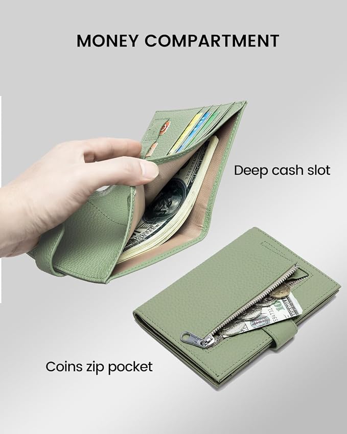 RFID Slim Passport Holder for Women, Compact Leather Passport Wallet - Image 3