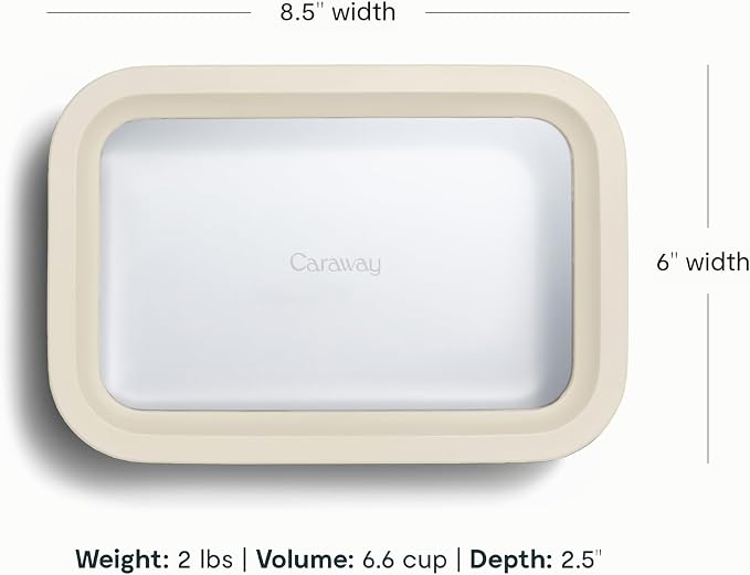 Caraway Glass Food Storage, 6.6 Cup Glass Container, Ceramic Coated Food - Image 3