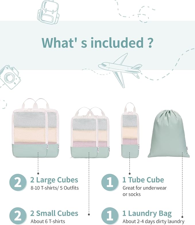 Narwey 6 Set Compression Packing Cubes - Image 3