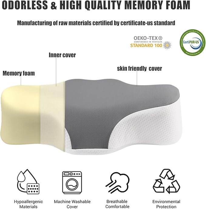 Bespilow Travel Pillow for Sleeping, Cervical Neck Support Pillow for Neck Pain - Image 3