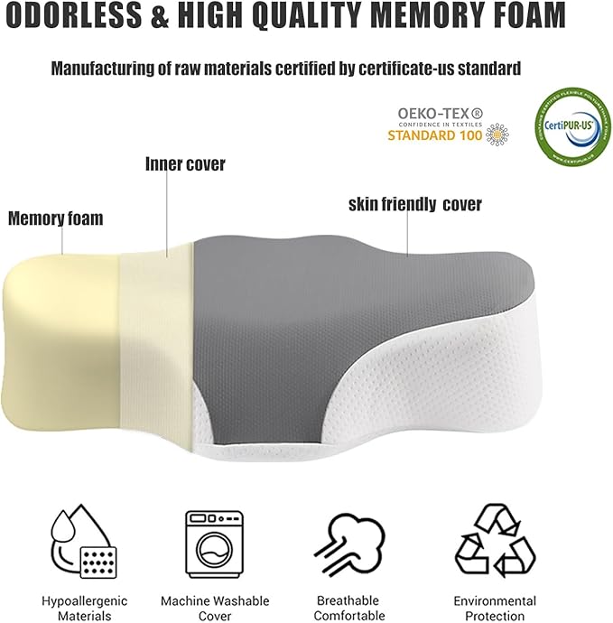 Bespilow Travel Pillow for Sleeping, Cervical Neck Support Pillow for Neck Pain - Image 5