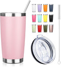 20oz Tumbler with Straw and Brush, Stainless Steel Vacuum Insulated tumbler by Unknown