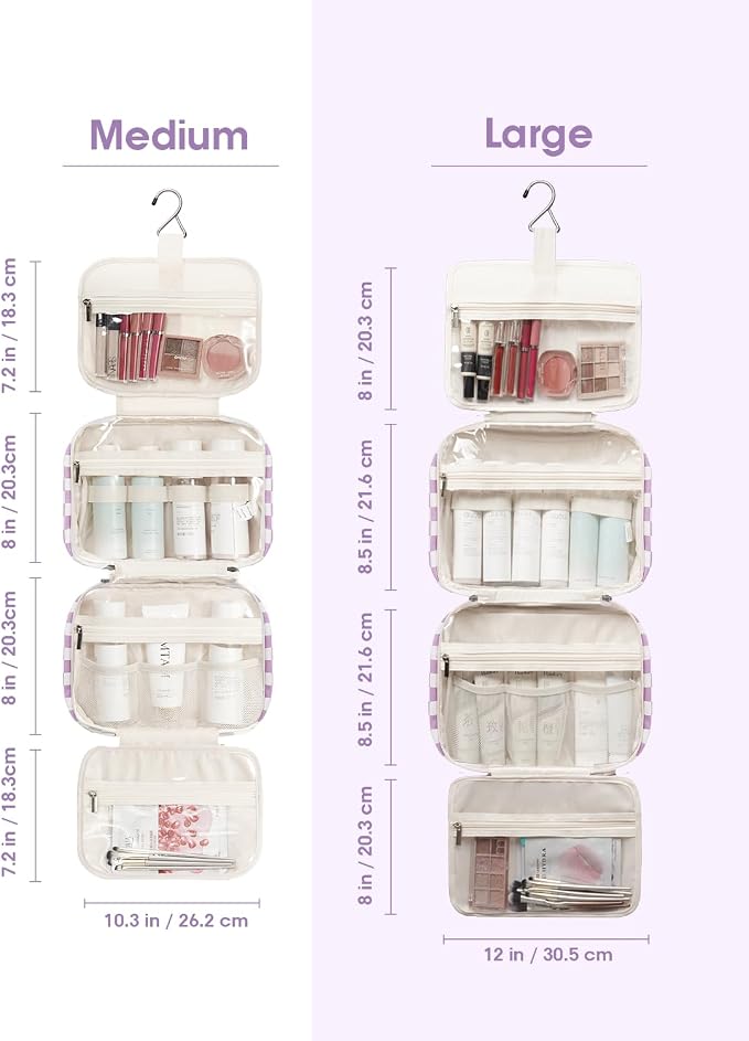 Narwey Travel Toiletry Bag for Women Large Hanging Makeup Bag Organizer - Image 3