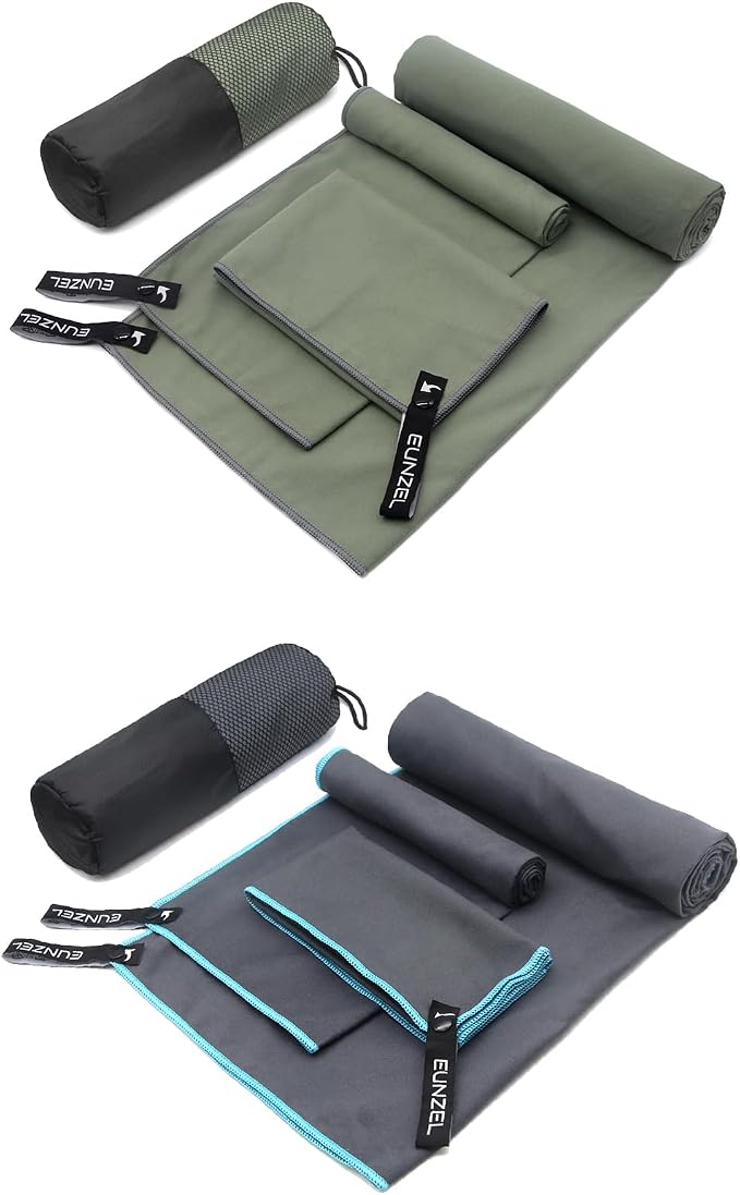 Eunzel 2 Pack Quick Dry Camping Towel, Microfiber Travel Towel 3 Size at 1 Pack by EUNZEL