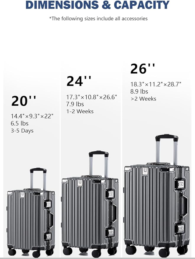 HotWay 26 Inch Aluminum Frame Luggage - Image 3