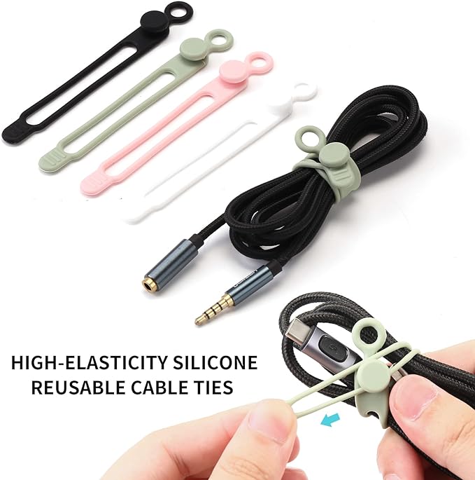 20pcs Silicone Cable Ties, Reusable Cable Management Organizer, Wire - Image 2