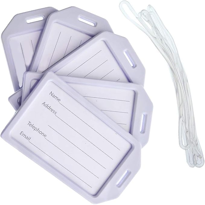 5 Pack - Premium Rigid Airline Luggage Tag Holders - Heavy Duty Hard Plastic by Specialist+ID