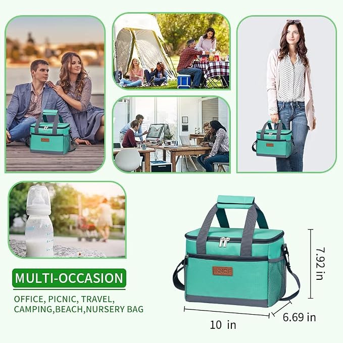 iknoe Large Foldable Cooler Bag, 8.5L Insulated Lunch Bag, Leakproof Lunch - Image 4