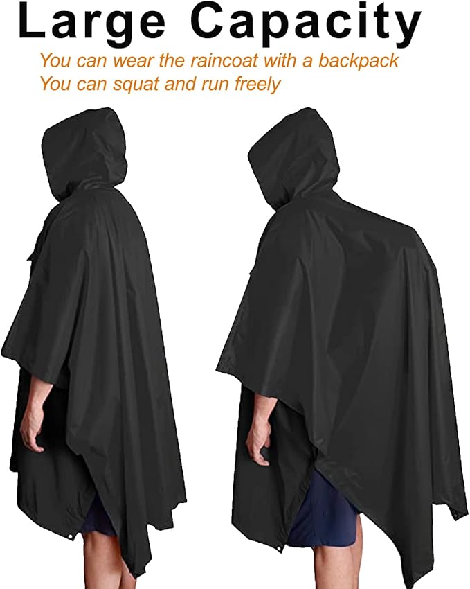 salamra Hooded Rain Poncho Waterproof Raincoat Jacket - Image 5