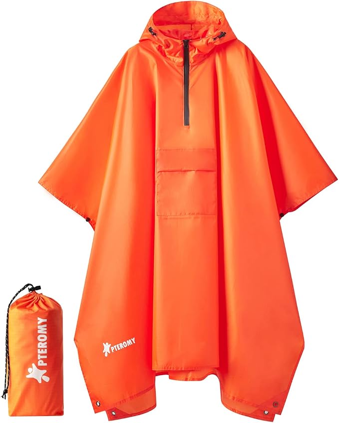 PTEROMY Hooded Rain Poncho for Adult by PTEROMY