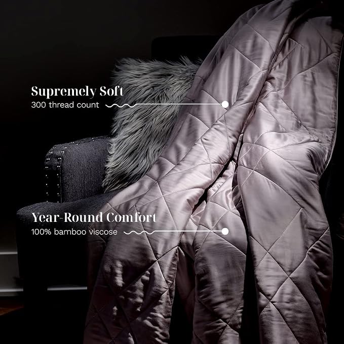 LUXOME Lightweight Blanket | 100% Rayon from Bamboo Fabric & Fill | King/Cal - Image 3