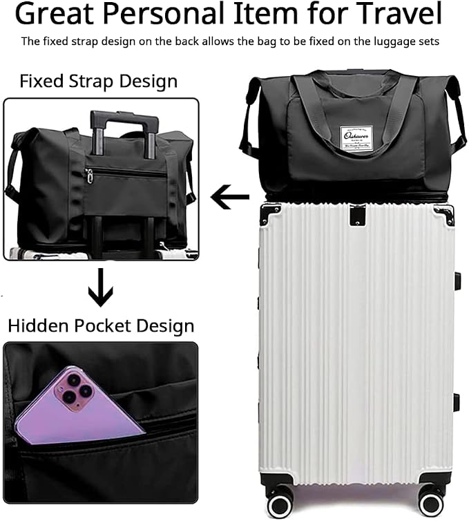 Large Capacity Foldable Travel Bag Expandable Portable Carry on Bag Dry&Wet - Image 3