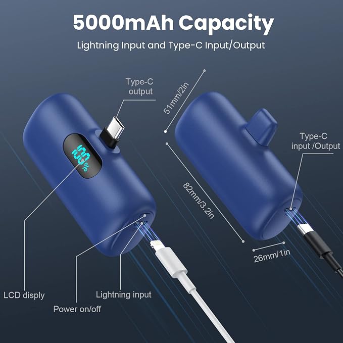 Mini Portable Charger 5000mAh Power Bank, 3A PD USB C Cell Phone Portable Power - Image 6