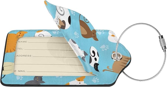 2 Pcs Cute Cat Luggage Tag for Suitcase, Animal Cat Party Decorations Supplies - Image 3
